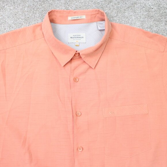 Quiksilver Waterman Shirt Mens Large Orange Comfort Fit Short Sleeve Modal/Poly - Picture 5 of 14